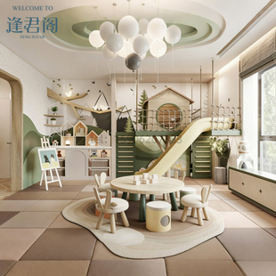 现代售楼处儿童游乐区娱乐区桌椅阅读室家具早教培训中心手工桌