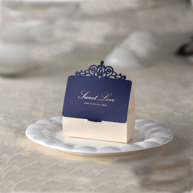 欧式镂空婚礼蓝色喜糖盒创意糖果盒子结婚用品果糖纸包装盒礼品盒