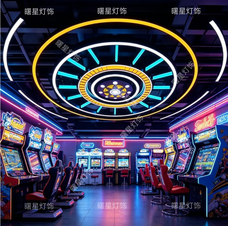 科技感模块造型灯电玩城游戏厅潮玩馆动漫城抓娃娃机店电竞酒店灯