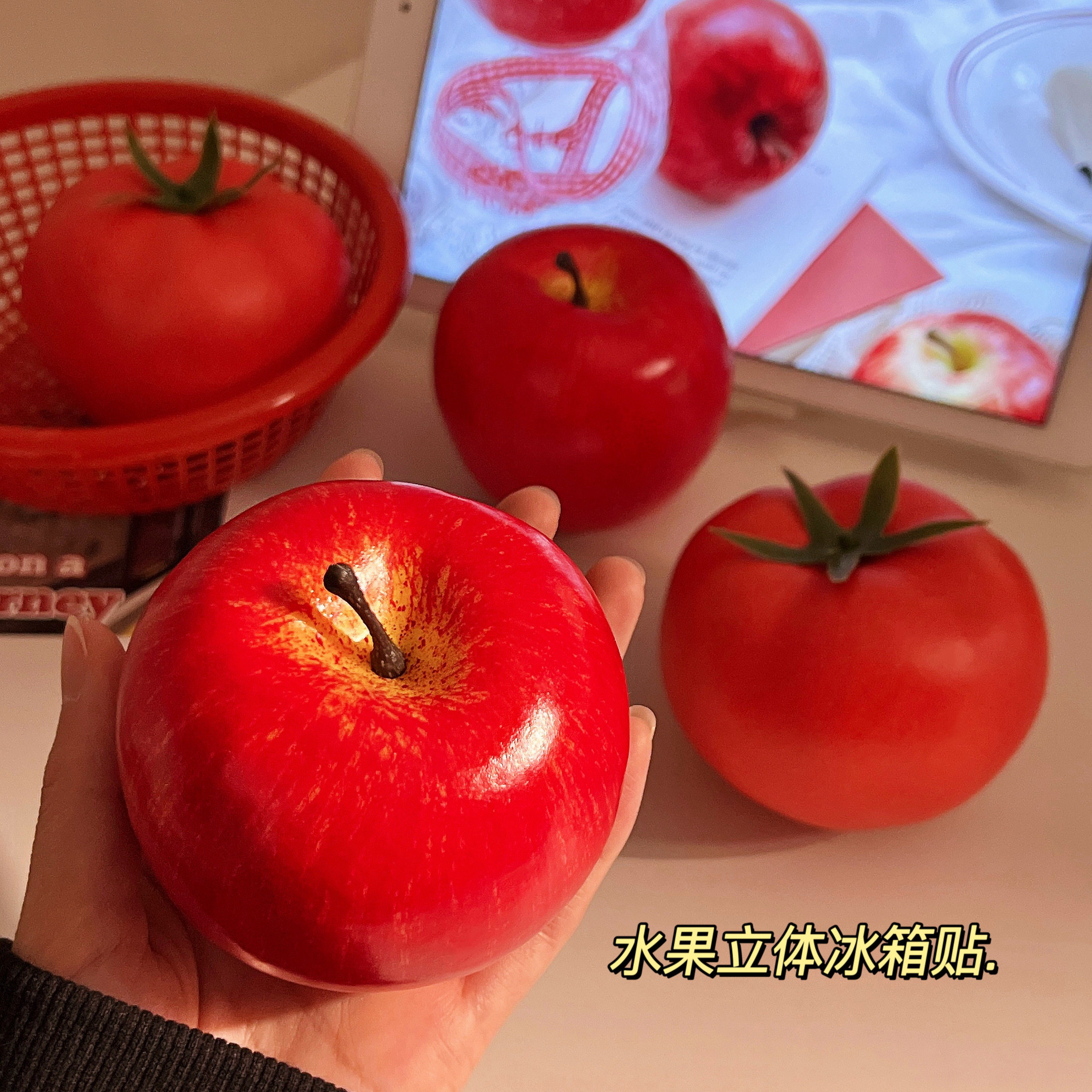 仿真苹果西红柿冰箱贴高颜值家用番茄冰箱装饰磁性贴创意礼物摆件,家居饰品,冰箱贴,淘宝优惠券,粉丝福利购,淘宝优惠卷