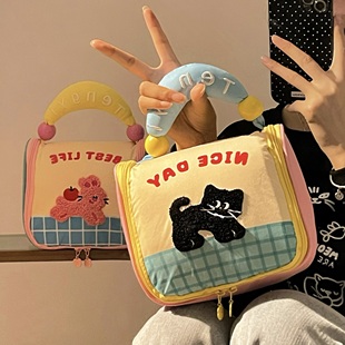 原创化妆包大容量便携式立体不塌化妆包旅行分区收纳随身洗漱包