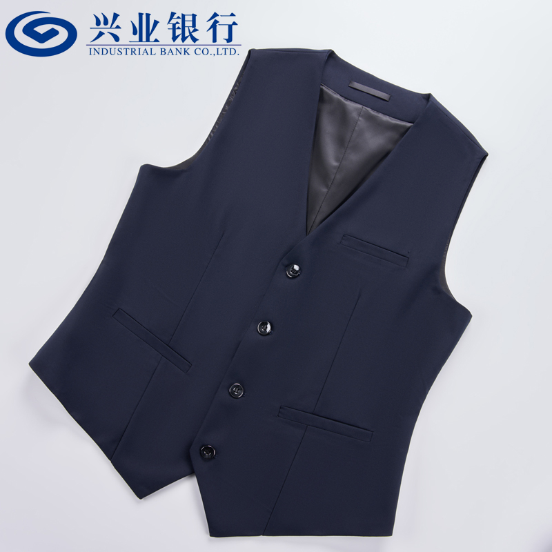 兴业行服马甲藏蓝色夏季男女职业西装马夹背心银行工作服工装制服