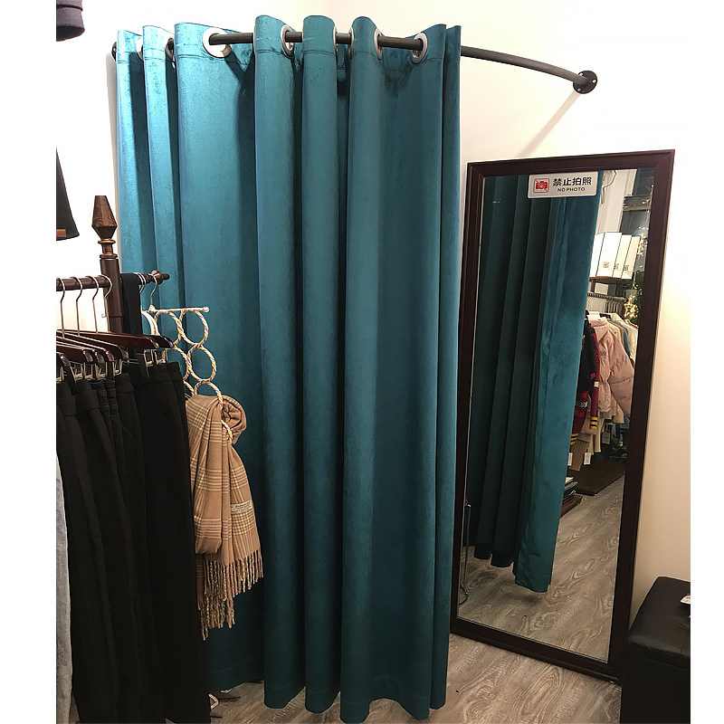 c型荷兰丝绒女装店更衣室u型试衣间门帘储物柜布帘窗隔断帘