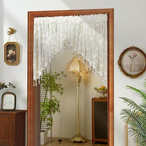 蕾丝三角帘高级感门帘装饰半帘遮挡帘阳台半截窗帘隔断帘过道挂帘