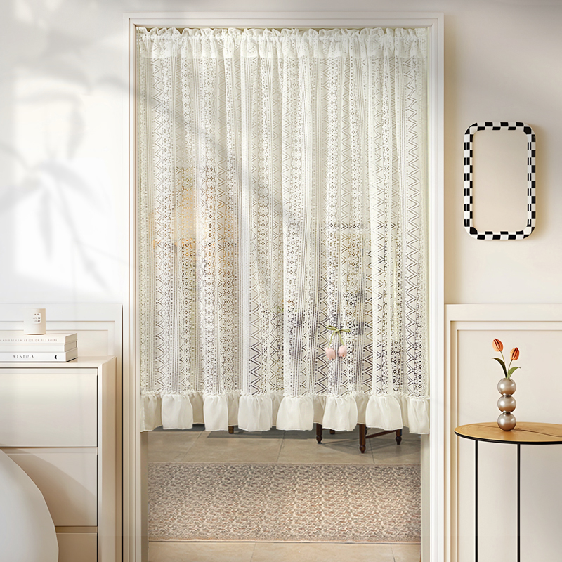 美式布艺田园刺绣成品半帘