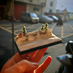 1/64银装素裹雪松公路适配多美卡TLV/ Minigt 1:64 冬季车模摆件