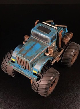 田宫拼装模型  田宫大脚四驱车17008  做旧战损涂装 牛头大脚车