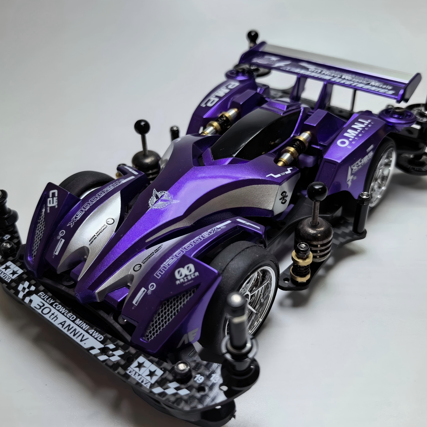 田宫四驱车19444 AR喷漆改装跃动冲锋紫灰镂空封绘定制收藏送礼