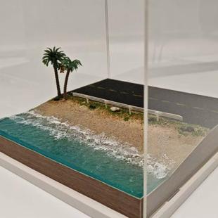 1比64车模场景展示盒适用MINIGT拓意TLV风火轮合金车海景带灯樱花