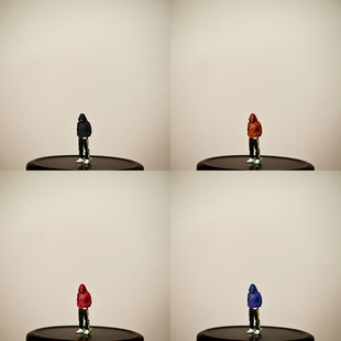 1:64比例 红蜡白膜卫衣男微缩人偶仿真场景模型现代人偶沙盘