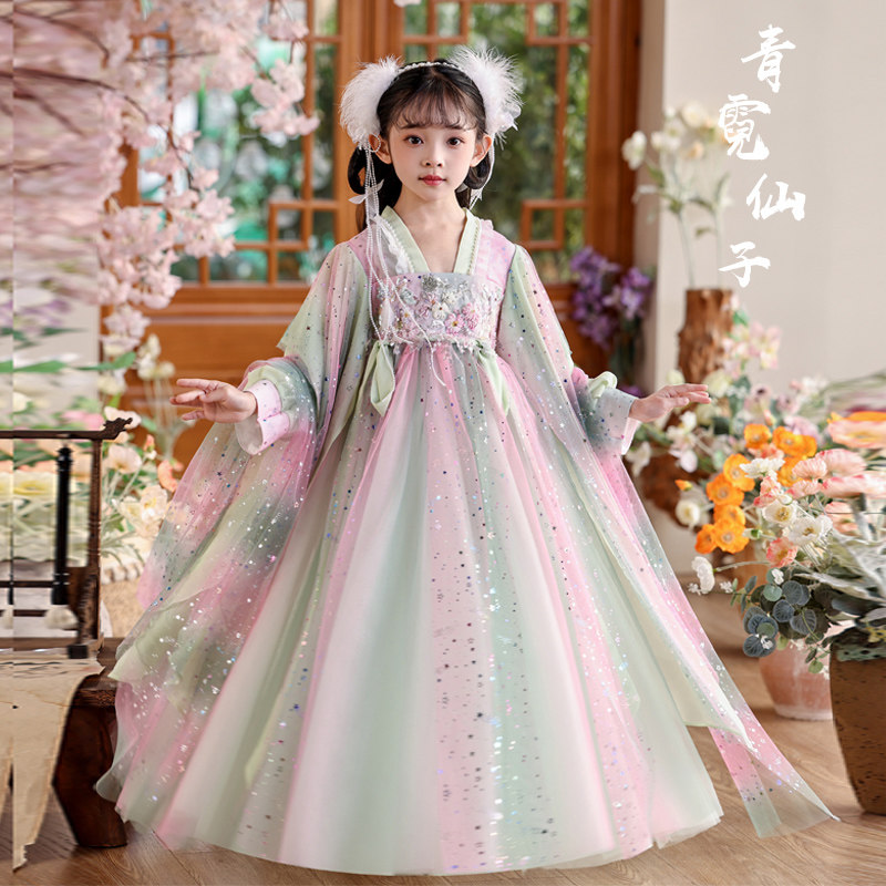 爱贝佳长袖秋冬女童超仙汉服包邮