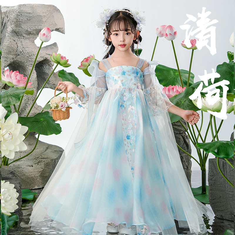 爱贝佳薄款春夏女童超仙汉服新款