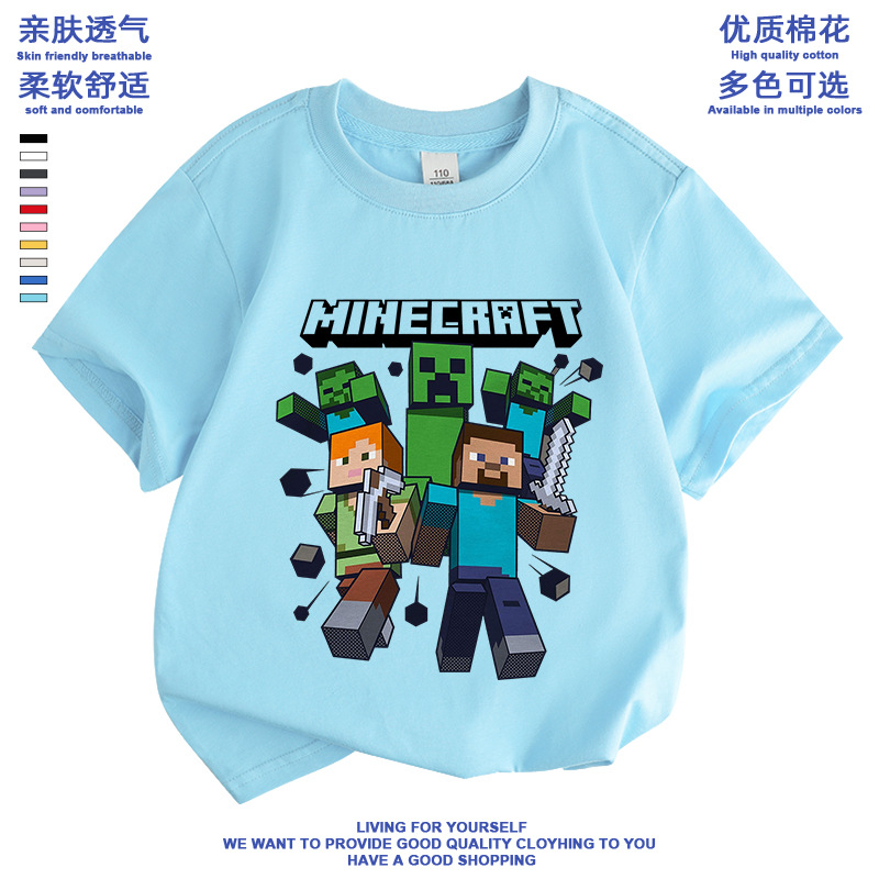 跨境卡通圆领夏季纯棉短袖T恤