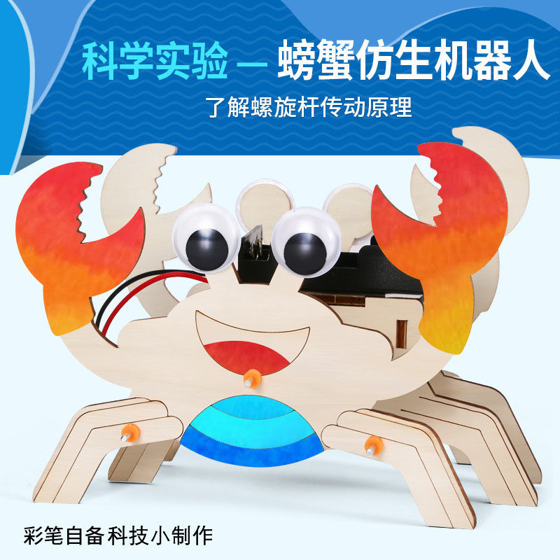 小学科学小实验DIY螃蟹机器人手工材料DIY拼装教具制作玩教具