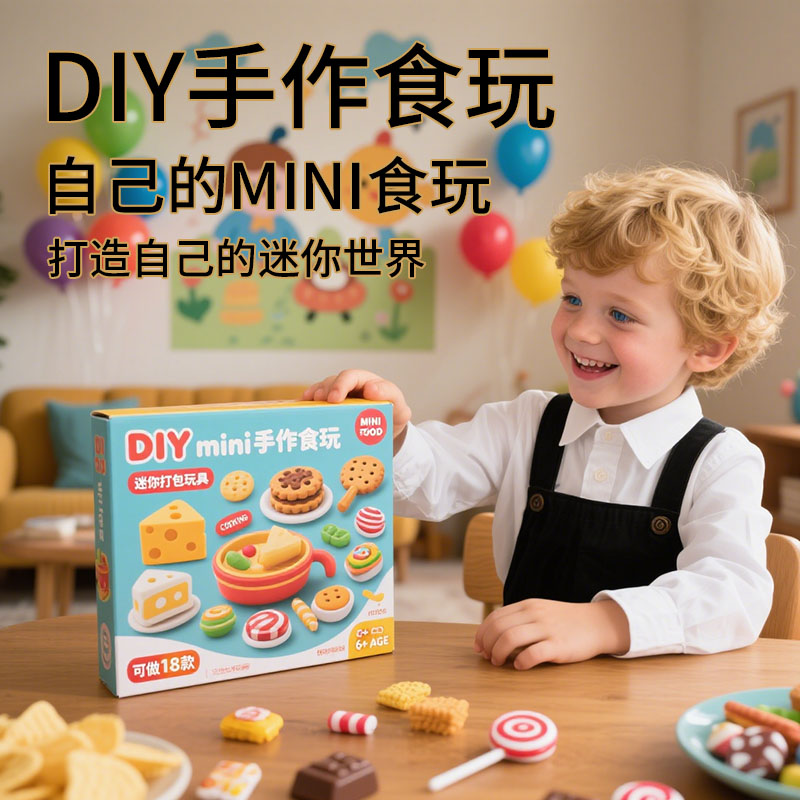 DIY迷你手作食玩材料包套装捏捏摆件微缩蛋糕男孩女孩手工玩具