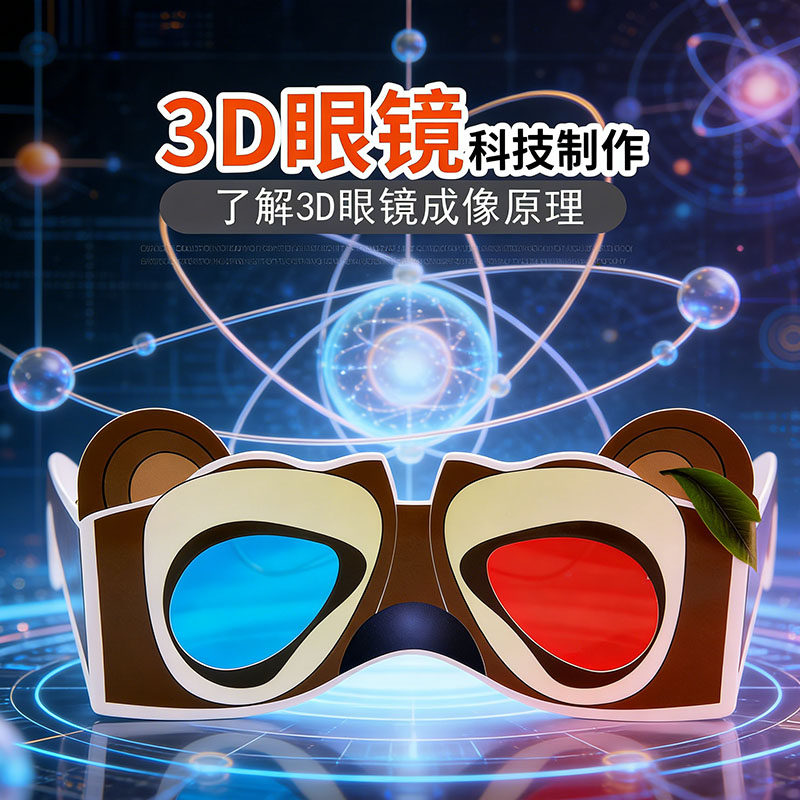 儿童科技小制作3D立体眼镜科学实验器材创意发明DIY材料科普手工