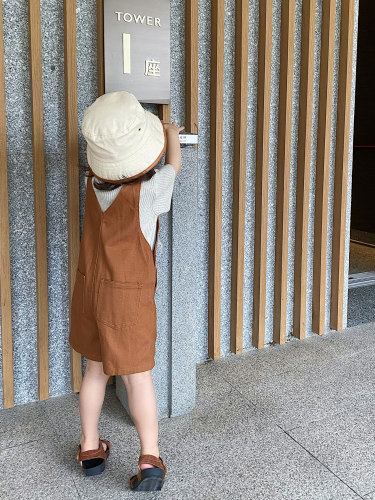YUSONG◆2024夏新款男宝宝女儿童装日系牛仔背带裤连体裤阔腿短裤