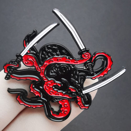 章鱼墨鱼鱿鱼胸针武士刀刺客别针卡通动漫金属合金烤漆徽章配饰