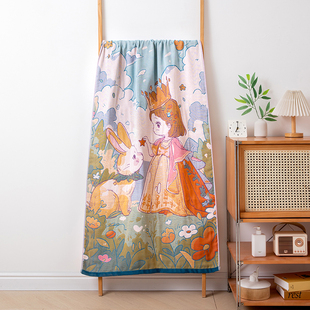 网红国潮浴巾纯棉纱布男女柔软速干大人儿童卡通浴巾超大毛巾清仓