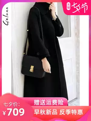 Black double-sided woolen coat female 2021 new Korean version of the middle and long version of the knee woolen coat zero cashmere coat female