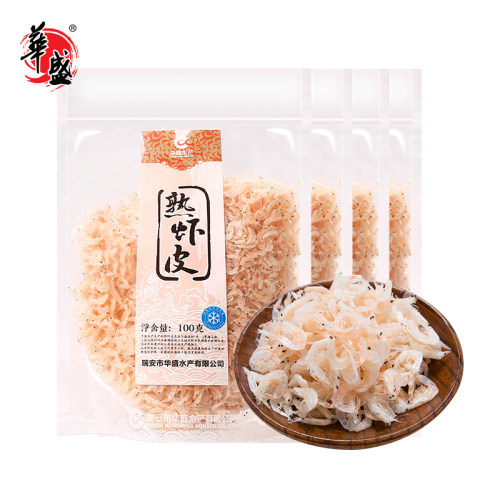 华盛活虾淡干虾皮小虾米野生新鲜虾皮干货100g*4袋 - 封面
