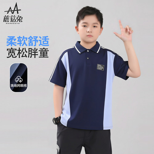蘑菇兔胖男童短袖polo衫夏季宽松