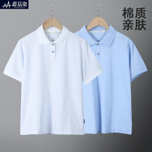 上衣胖男孩白色翻领t恤胖孩子校服班服 T中大童夏季 短袖 男童polo衫