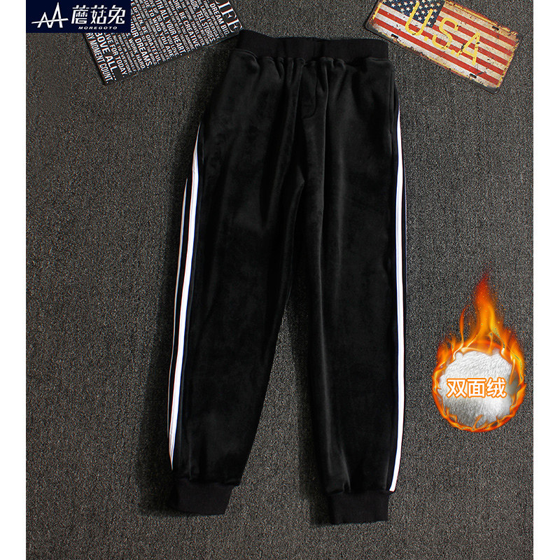 胖童加绒裤子一体绒男大童加厚长裤冬季男孩加肥加大双面绒保暖裤