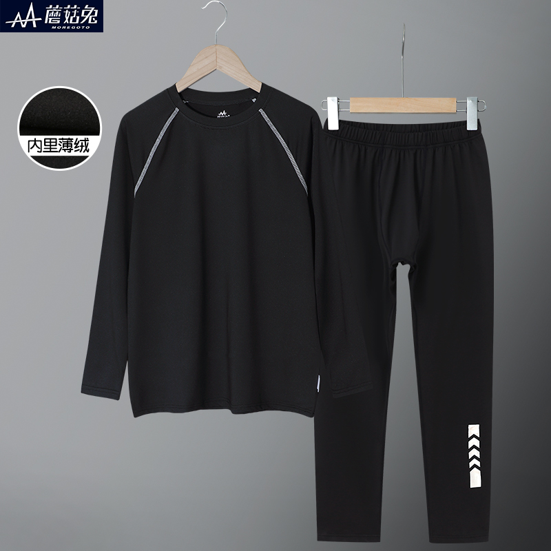 胖童篮球紧身衣训练服男童速干衣足球服秋冬加绒跑步运动套装宽松