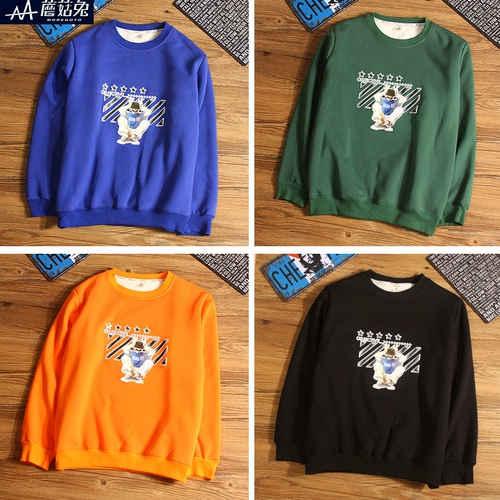 Бархатная зимняя черная утепленная толстовка для мальчиков, увеличенная толщина, в западном стиле, подходит для подростков