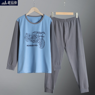 套装 青少年男孩线衣线裤 加肥加大高腰春秋款 蘑菇兔胖男童秋衣秋裤