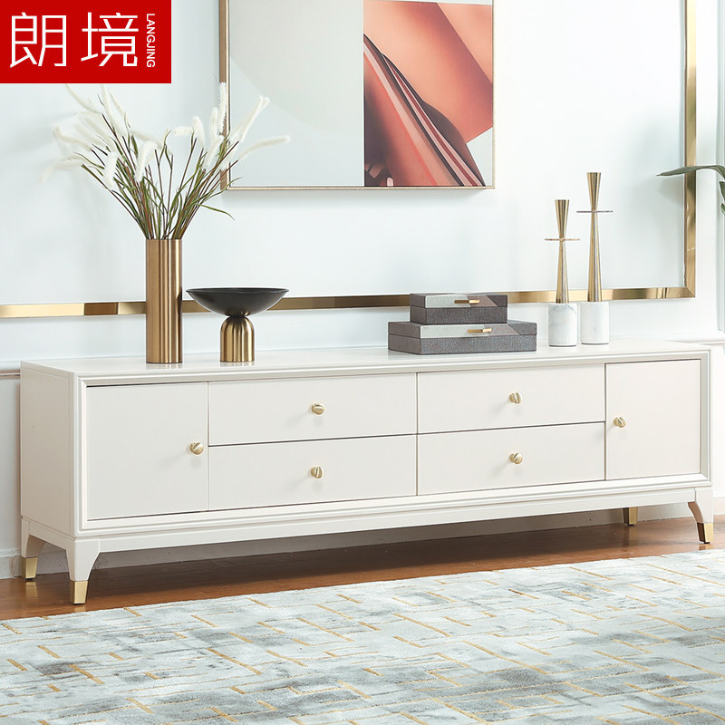 美式轻奢电视柜茶几组合客厅地柜收纳柜极简风白色实木柜视听柜在类目 住宅家具, 柜类, 电视柜中 - 来自Buy2taobao.com提供专业的淘宝代购服务