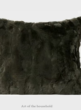 轻奢跨境兔毛皮草军绿色沙发抱枕染色色真毛欧式腰枕抱枕套