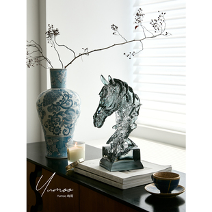 屿陌法式马头摆件轻奢高档客厅电视柜办公室桌面高级感小众装饰品