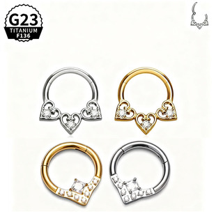 F136钛合金daith耳骨钉鼻圈鼻环镶钻植入级闭口耳扣耳环穿刺饰品