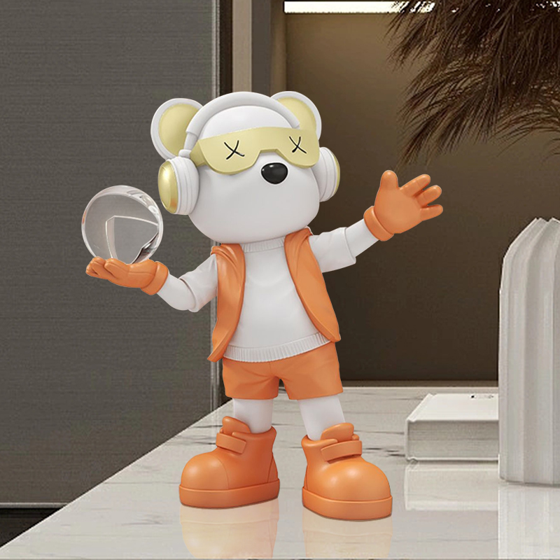 潮酷戴墨镜小熊创意暴力熊桌面摆件电视柜酒柜书柜高级感装饰礼品