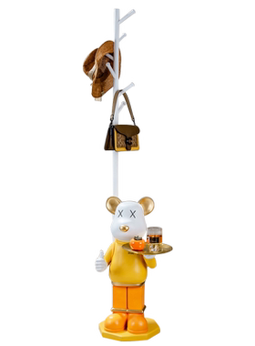 极简约风暴力熊托盘衣架落地摆件