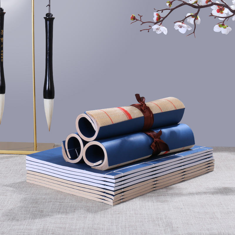 中式线装书本古书卷麻绳丝带手抄经样板间书房民国风假书软装饰品