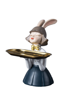 兔宝捧花简约风客厅玄关餐桌摆件