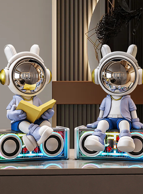 酷炫太空人坐姿书靠桌面摆件带蓝牙音响电视柜玄关书架高级感装饰