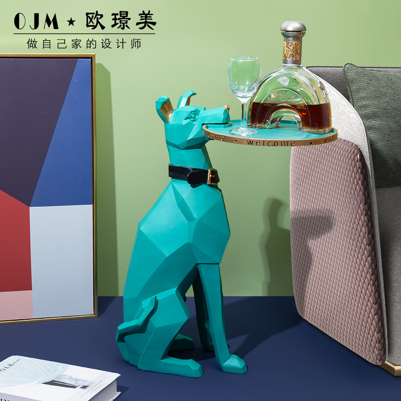 创意落地狗狗收纳托盘茶几大摆件现代简约客厅餐厅卧室个性装饰品