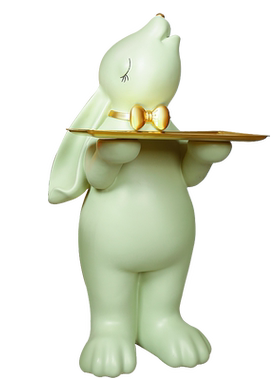 时尚端托盘绅士兔落地摆件