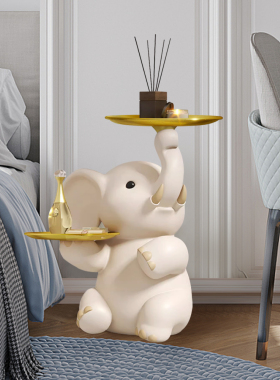 大象欢迎形象创意家地板站立的装饰品可爱的孩子的卧室床边装饰托