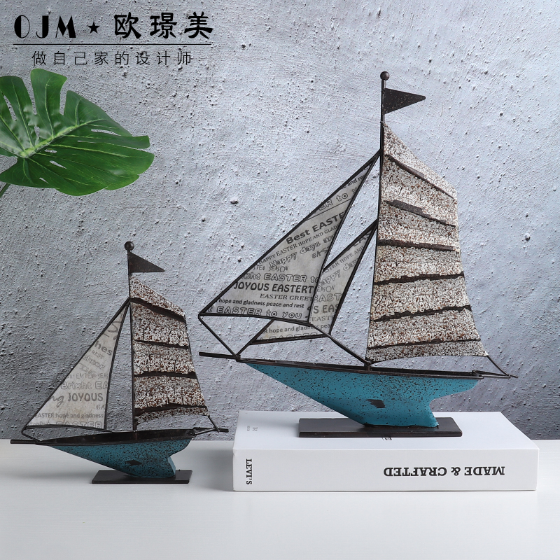 铁艺帆船模型现代客厅样板间摆件