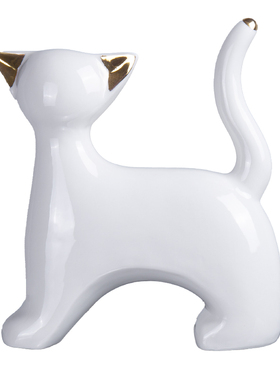 轻奢陶瓷猫摆件可爱小猫咪桌面摆设简约客厅卧室书房样板间软装饰