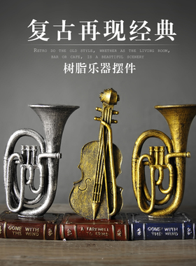欧式风树脂提琴咖啡厅萨克斯模型