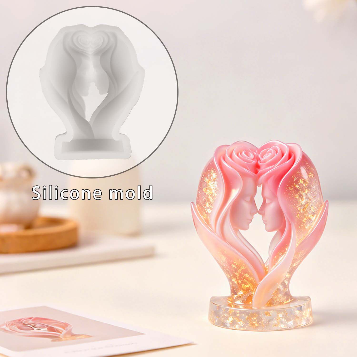 diy玫瑰姐妹香薰蜡烛滴胶模具创