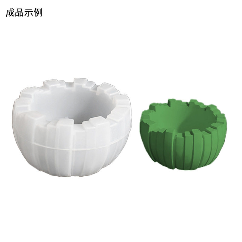 条纹圆形花盆硅胶模具不规则几何
