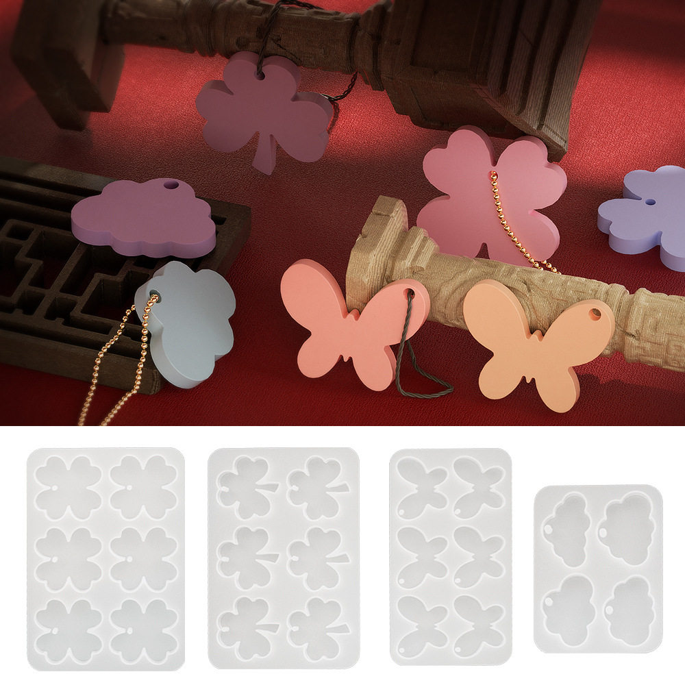吊坠挂坠硅胶模具diy三叶草四叶