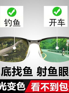钓鱼看漂专用太阳眼镜男水底偏光射鱼德国智能变光镜高清感光变色